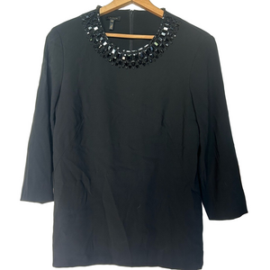 Escada Black Embellished Neckline Tunic Top Size 42 (US 12)